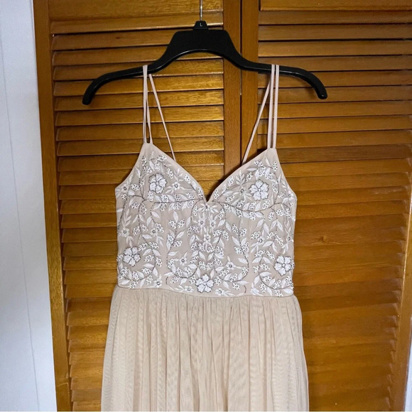BHLDN By Anthropologie Elowen Floral Beaded Blush Gown Size 6 - Picture 7 of 13